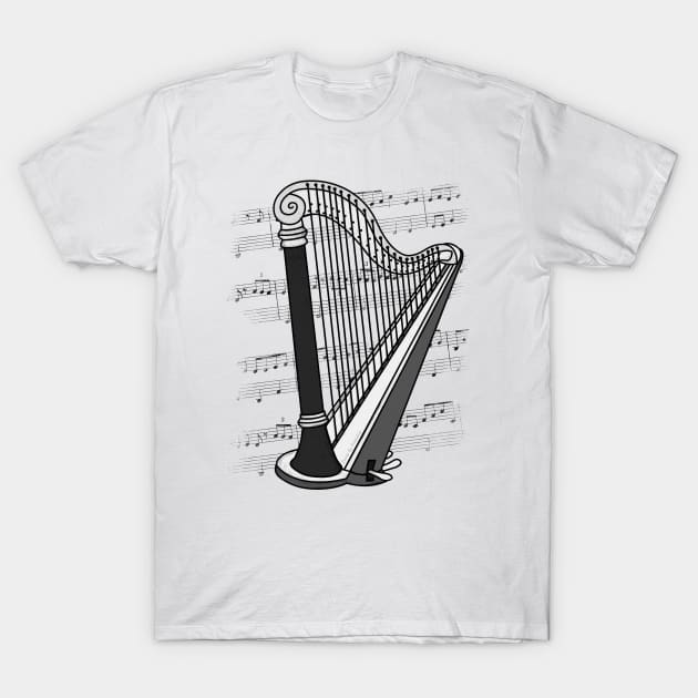 Harp Player Harpist String Musician T-Shirt by doodlerob